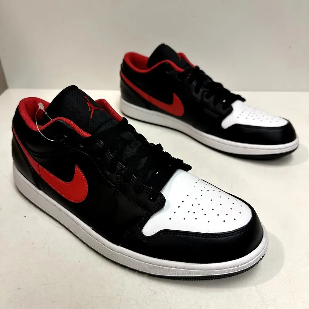 NWOT Nike Jordan 1 Low White Toe  Black/Fire Red/White Bred Men's 16